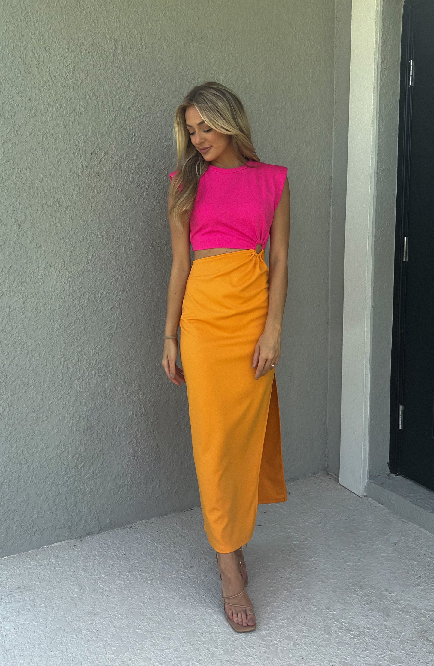 Summer Citrus Color Block Dress