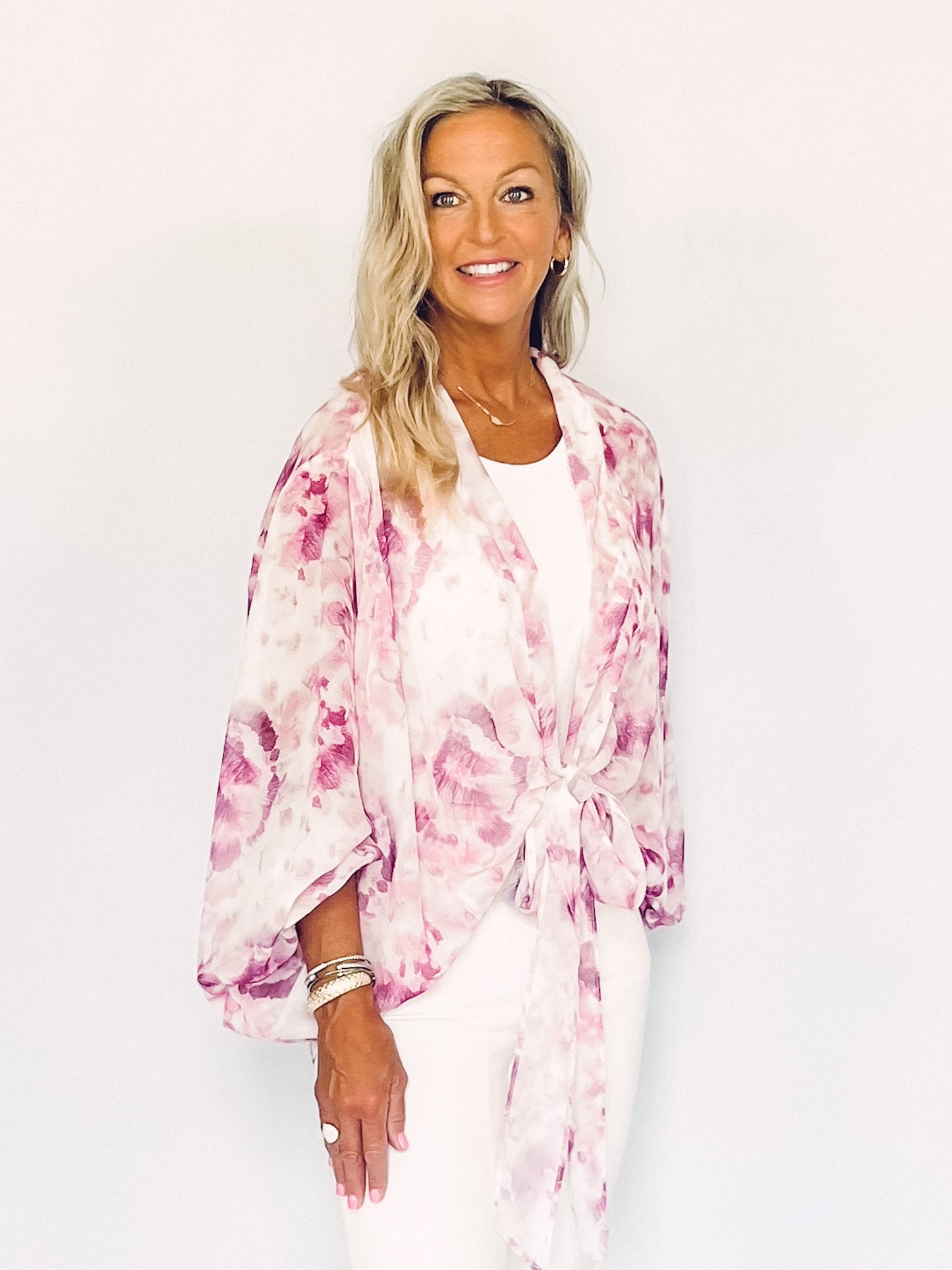Megan Cropped Tie Front Kimono