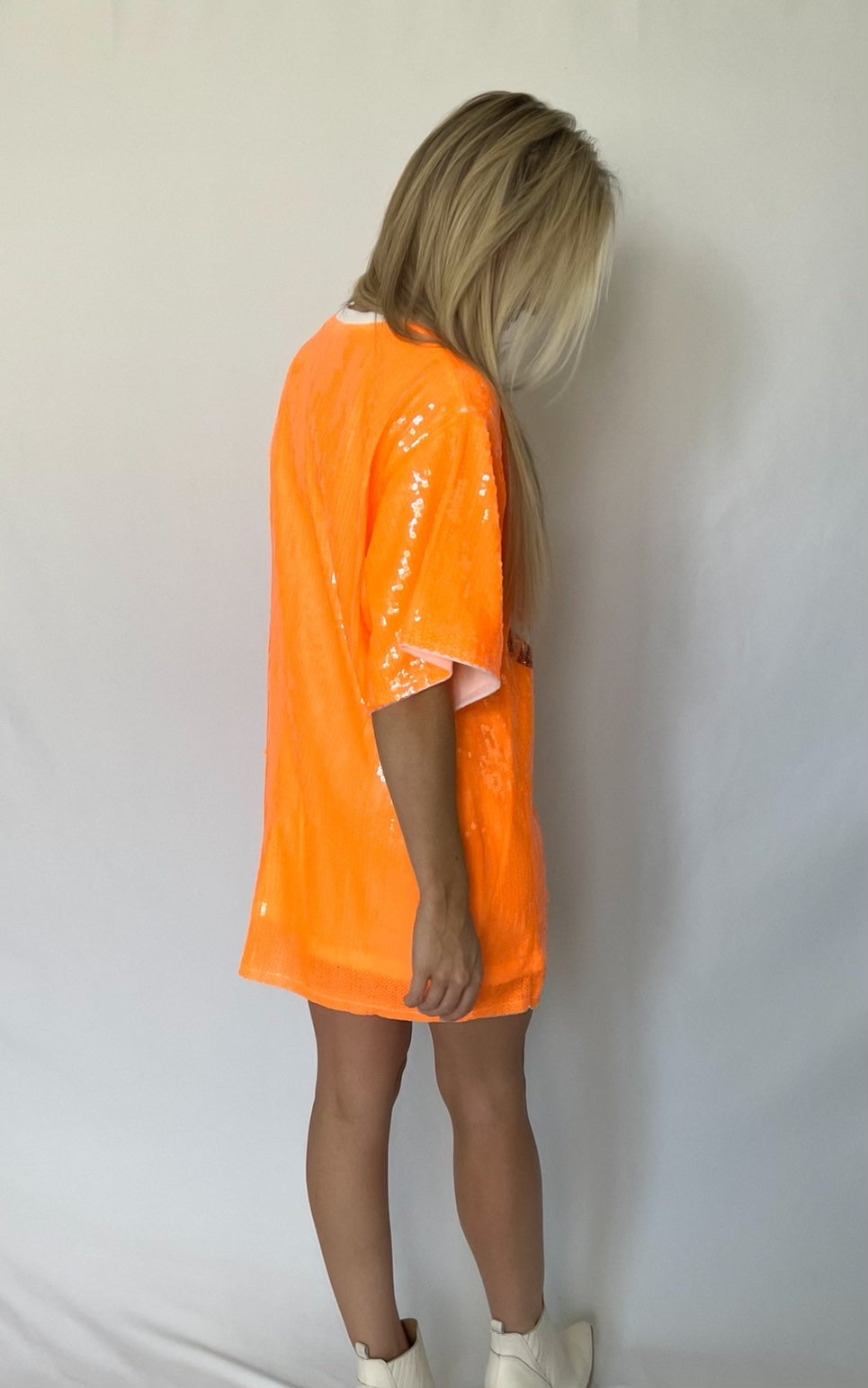Orange Sequin Game Day Shirt Dress