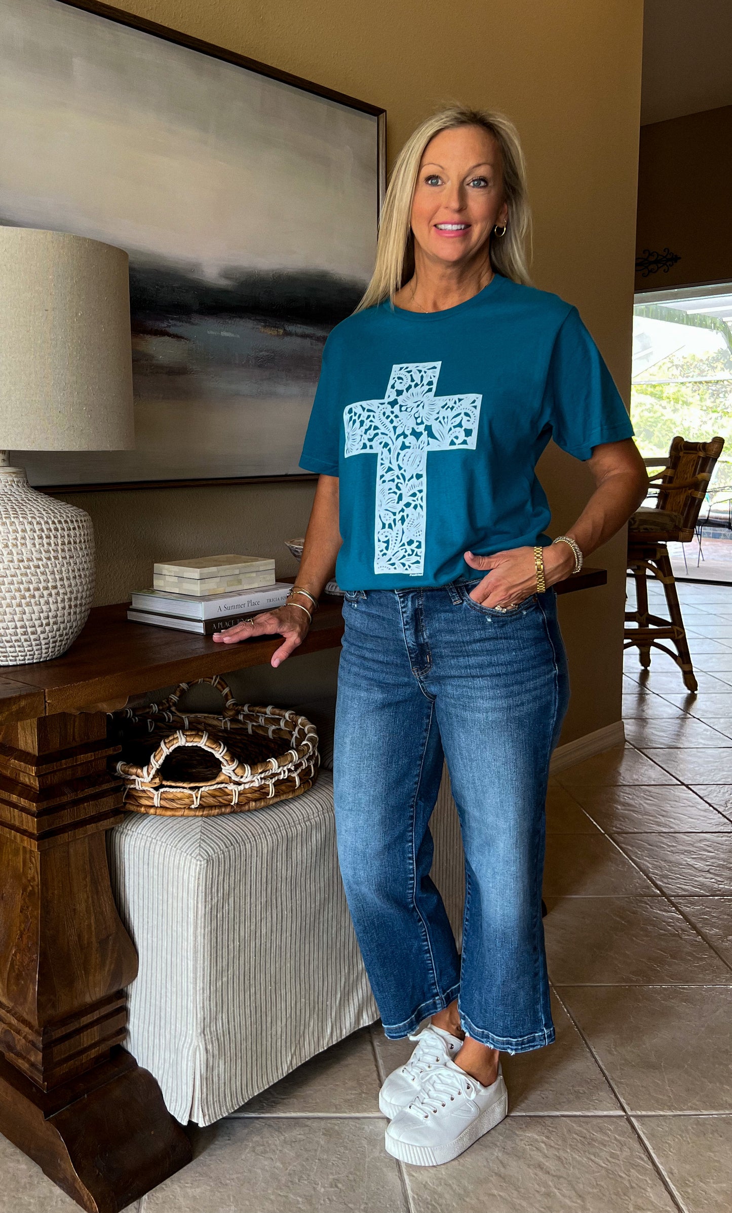 Floral Cross Graphic Tee