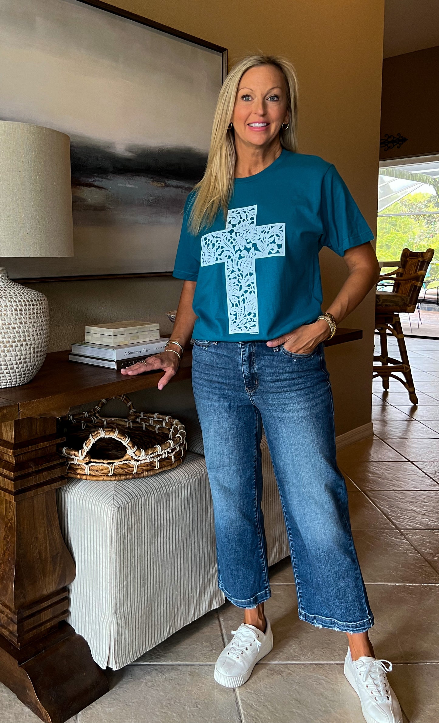 Floral Cross Graphic Tee