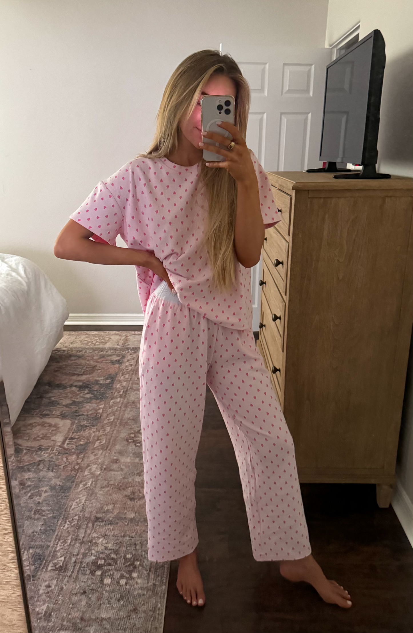 Pink Heart Pajama Set by Sunkissed Coconut