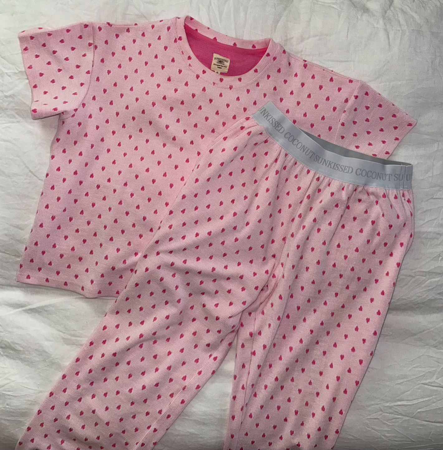 Pink Heart Pajama Set by Sunkissed Coconut