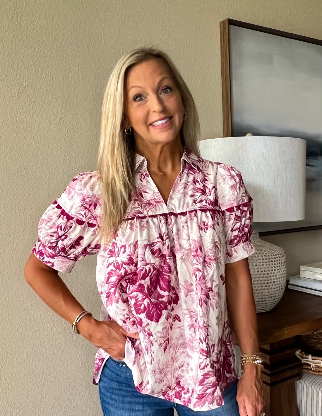 Merlot Floral Print Top