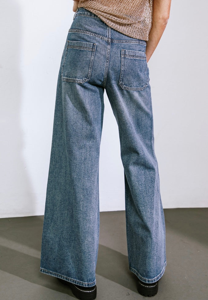 Drawstring Wide Leg Jeans