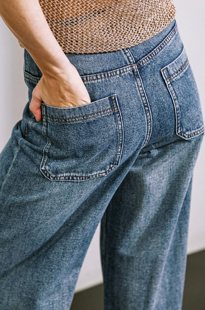 Drawstring Wide Leg Jeans