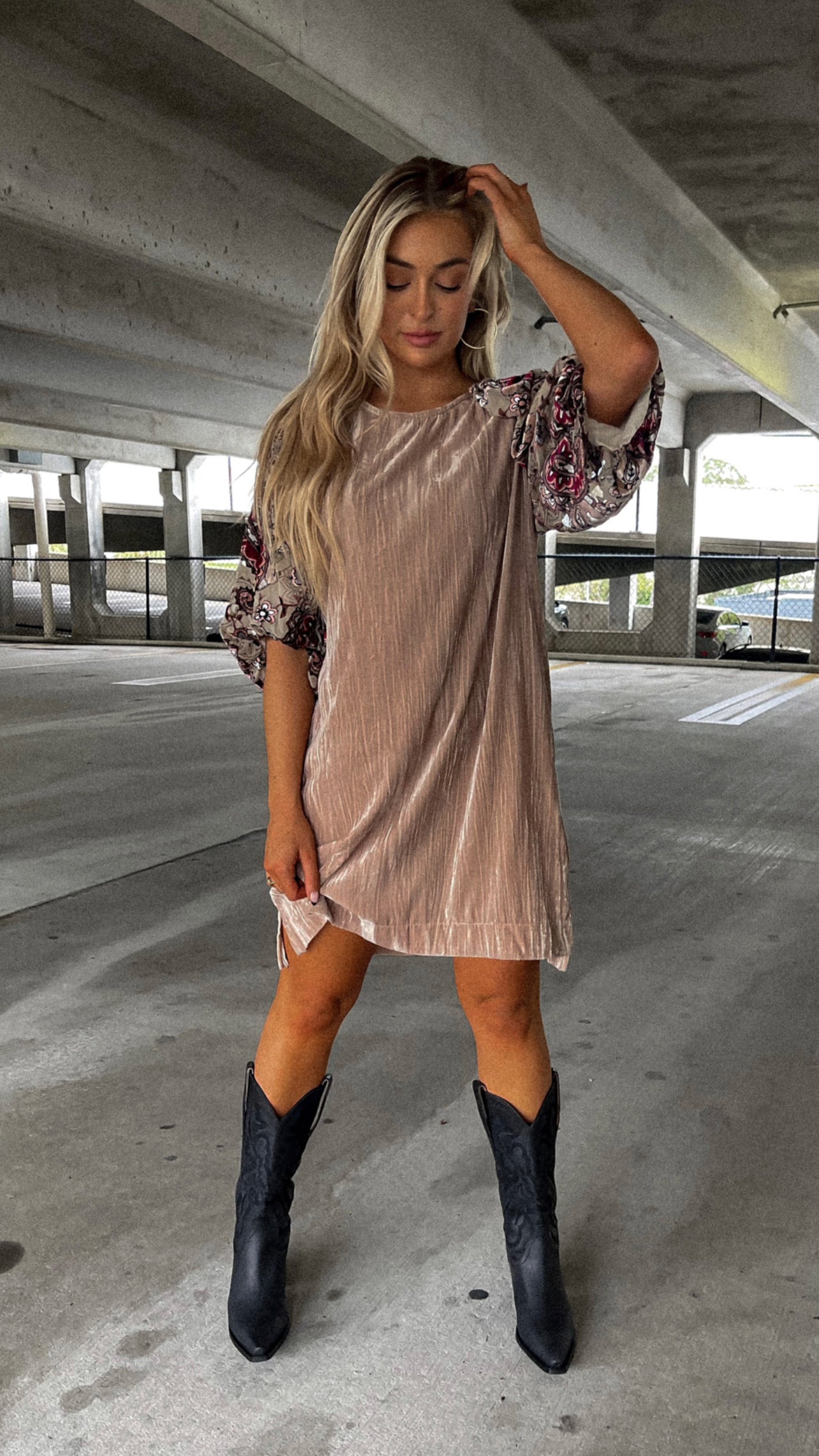 Champagne Velvet Dress