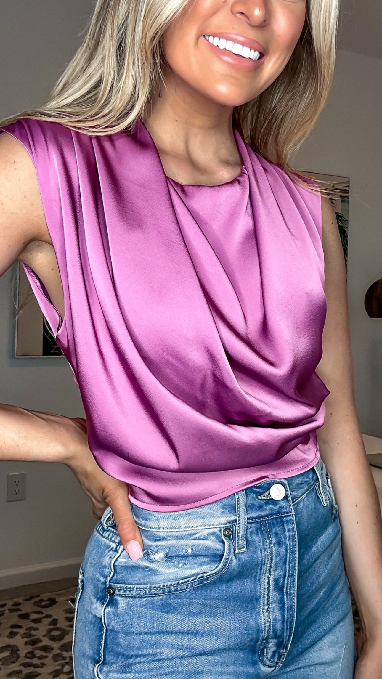Sleeveless Satin Top - Orchid