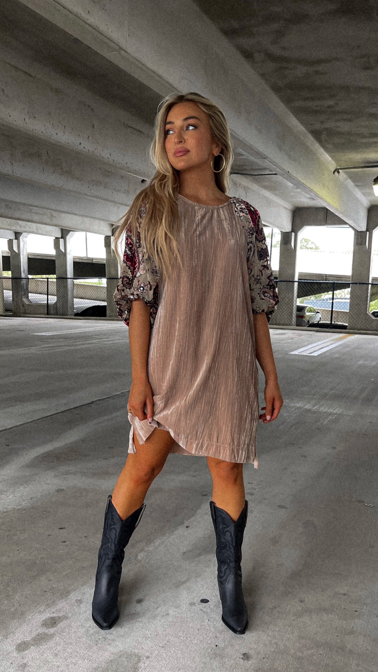 Champagne Velvet Dress