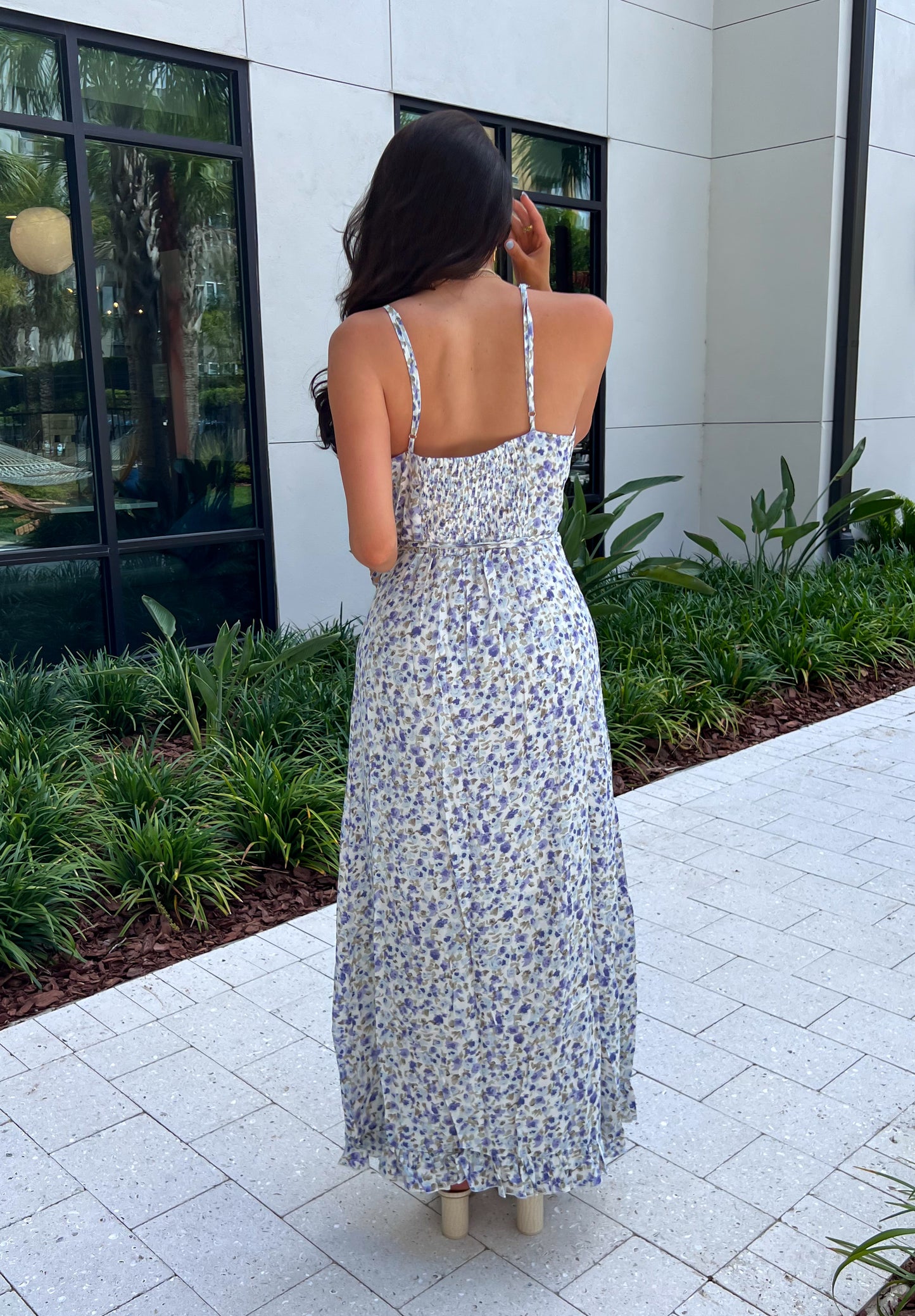 Blue Floral Wrap Dress