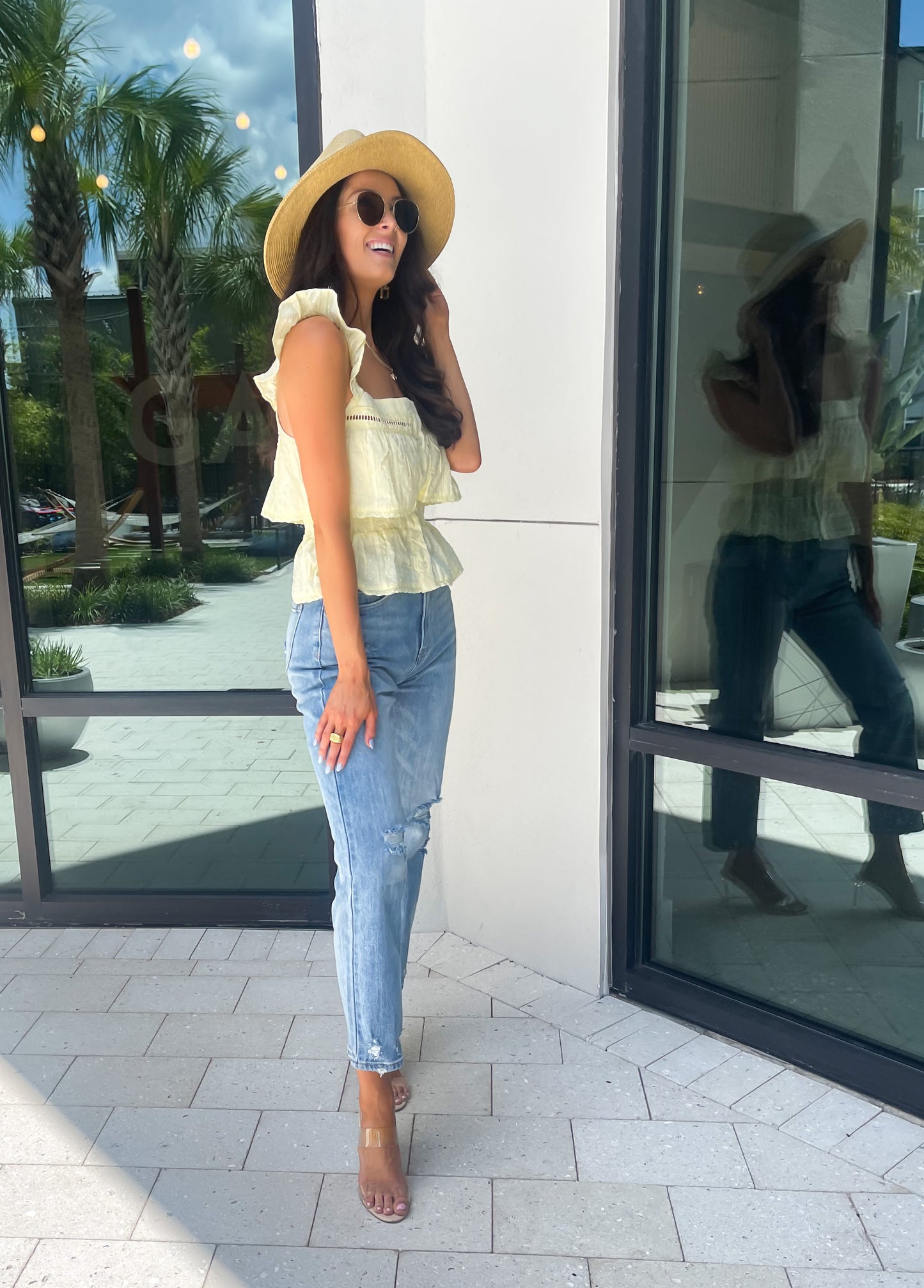 Embellished Sleeveless Cami Top - Lemon