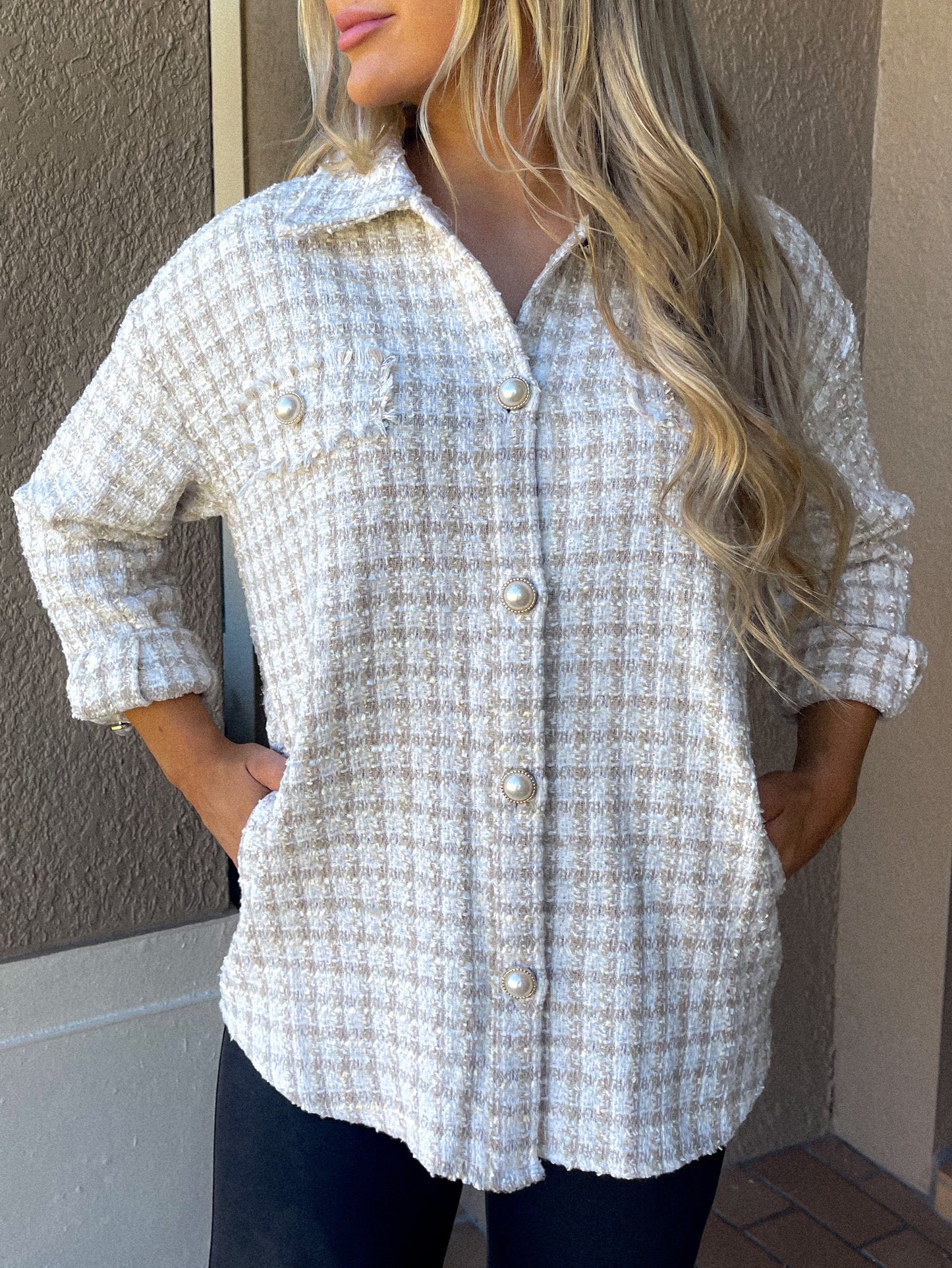 Ivory and Beige Shacket