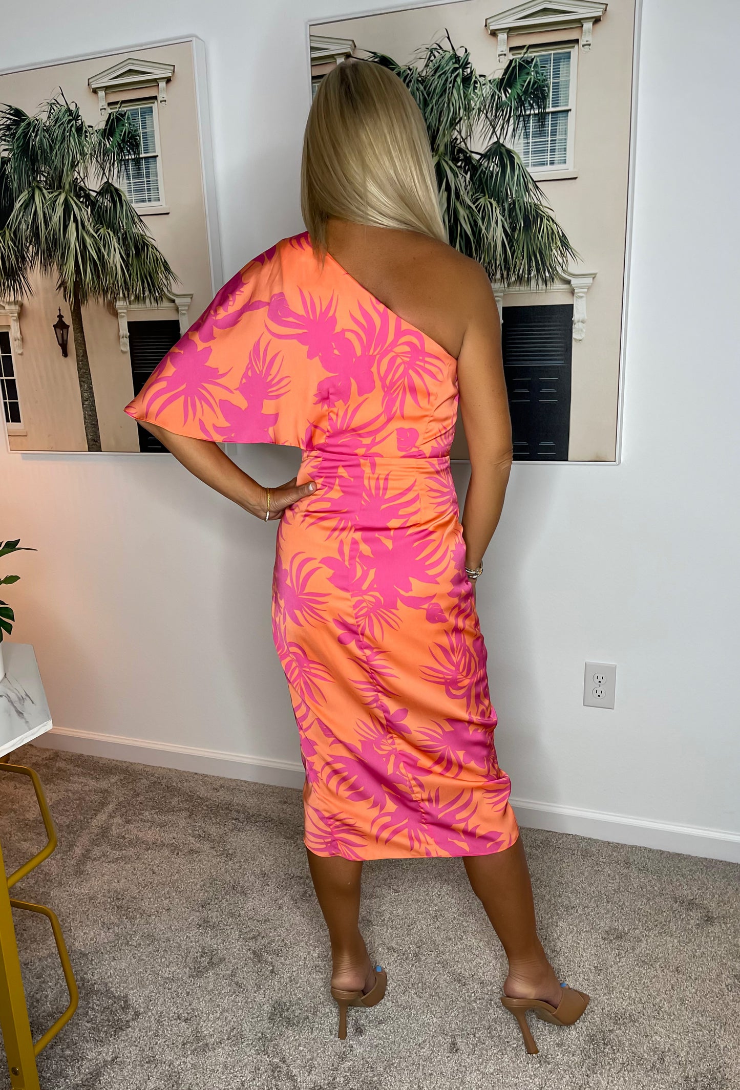 Papaya Tropical One-Shoulder Dress