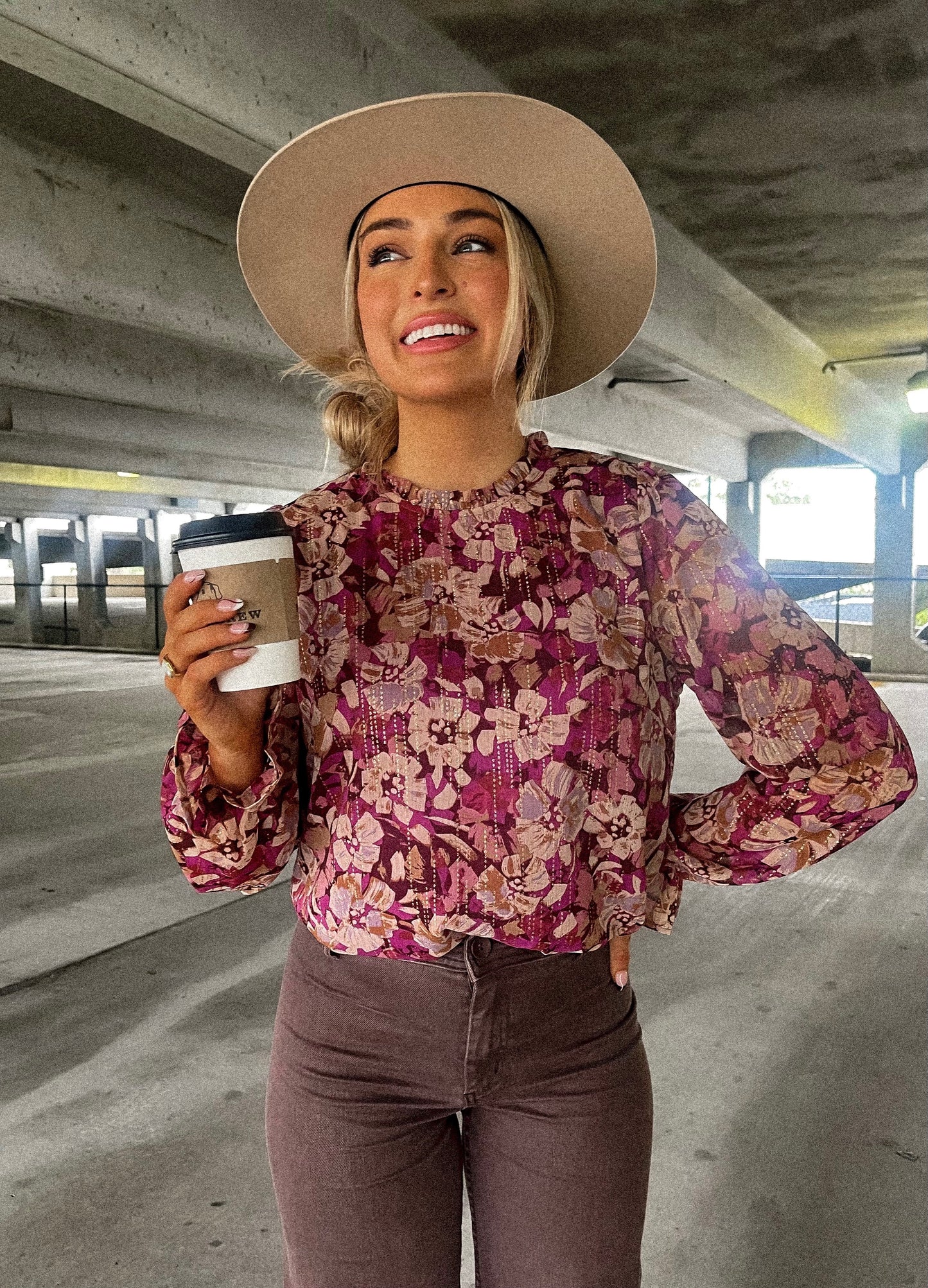 Magenta Floral Top