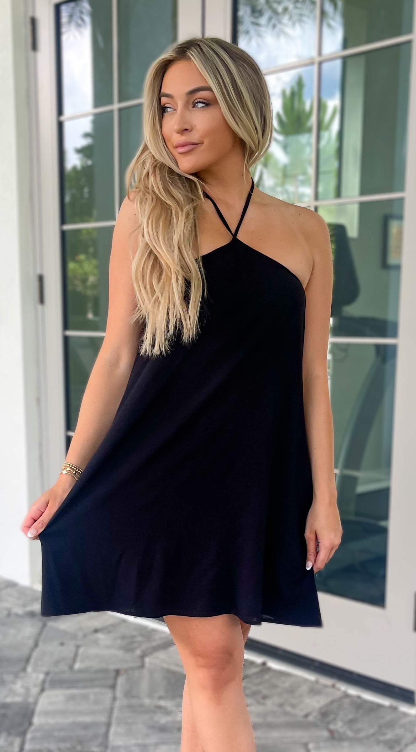 Halter Mini Dress - Black Cabana Blue Boutique Halter Mini Dress - Black Cabana Blue Boutique
