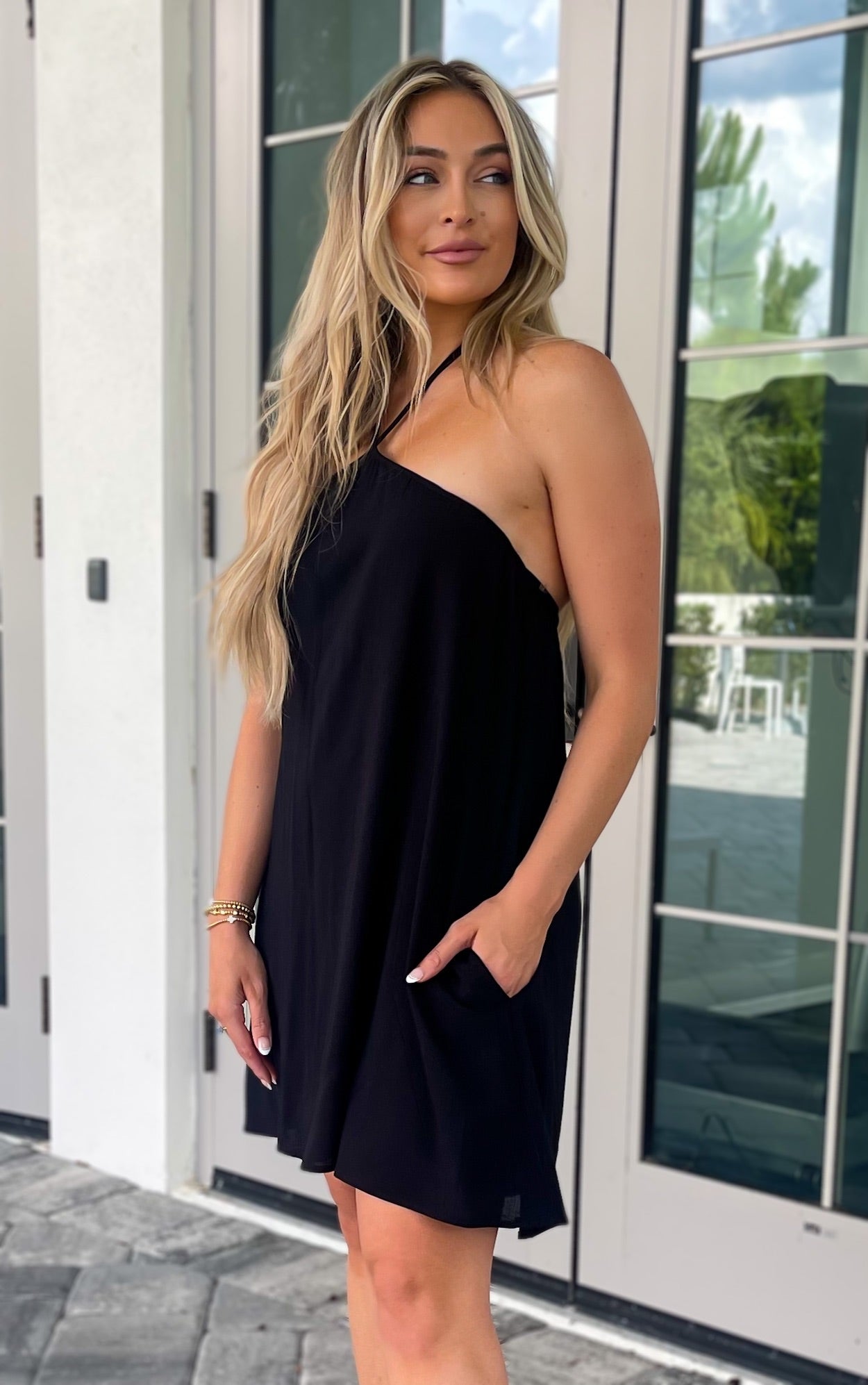 Halter Mini Dress - Black