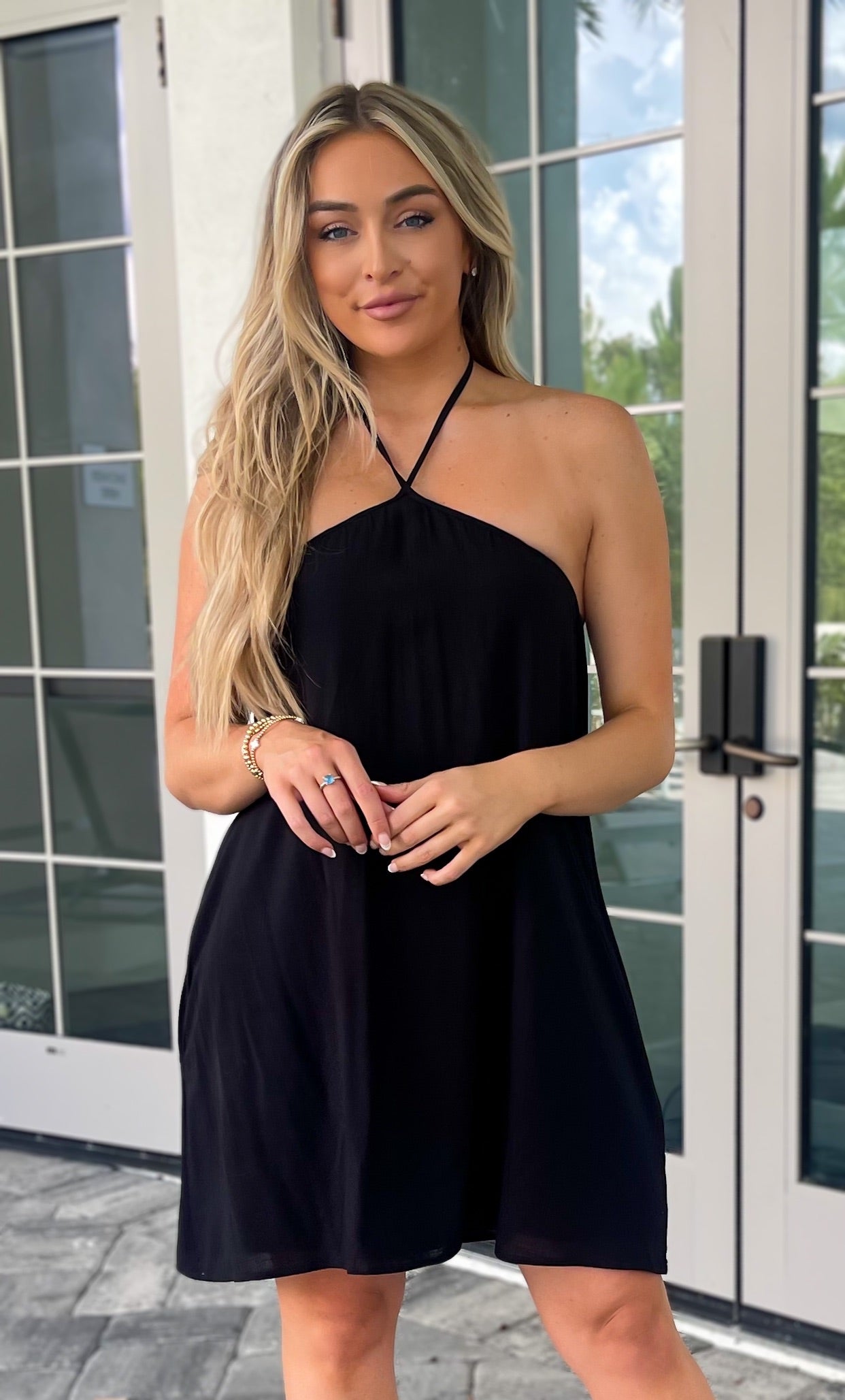 Halter Mini Dress - Black