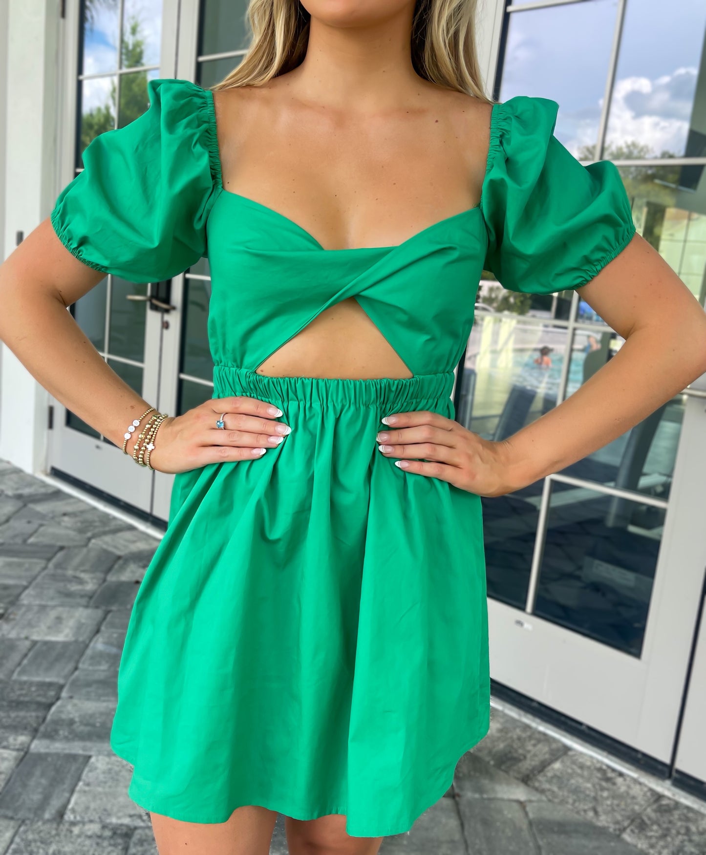 Twisted-Front Dress - Kelly Green