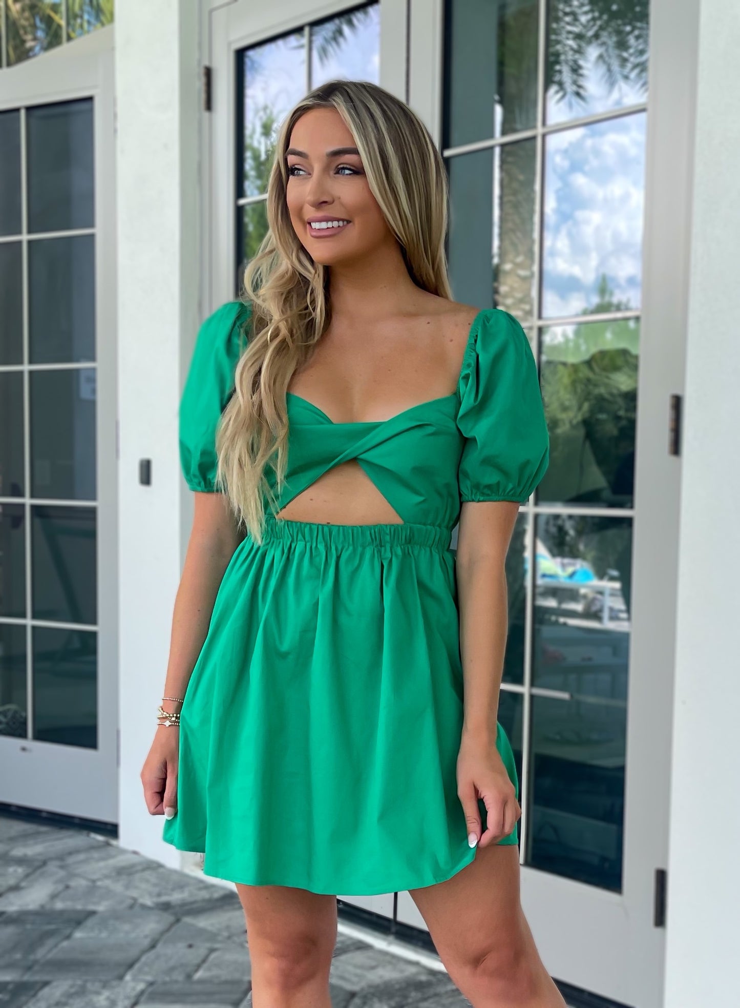 Twisted-Front Dress - Kelly Green