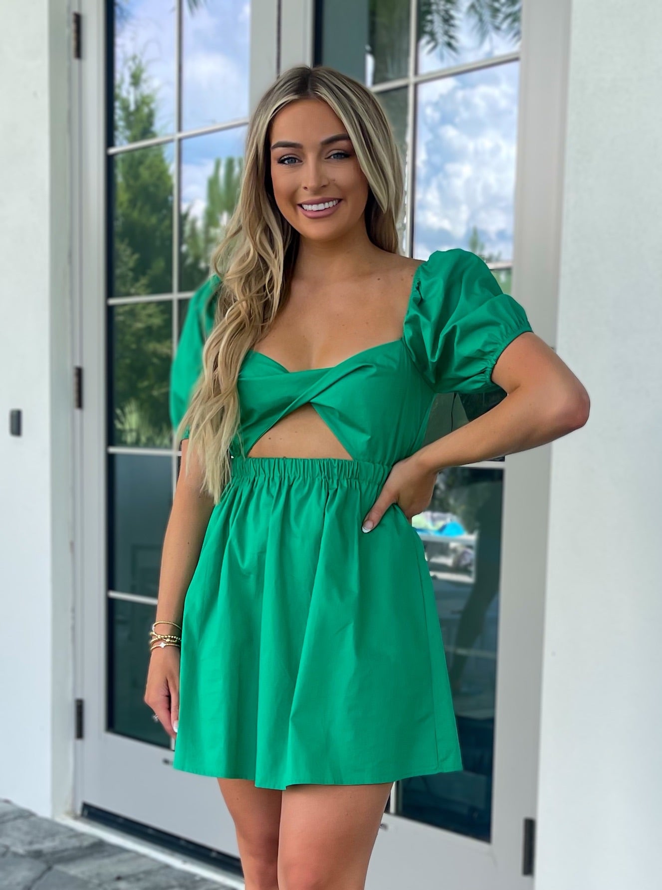 Twisted-Front Dress - Kelly Green Cabana Blue Boutique Twisted-Front Dress - Kelly Green Cabana Blue Boutique