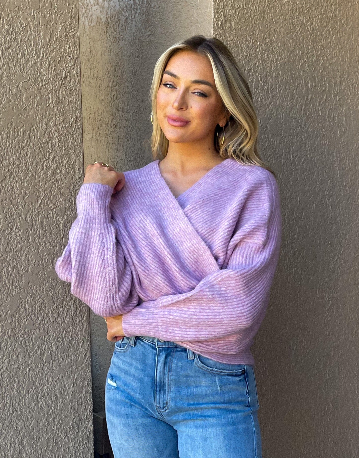 Lavender Crossover Sweater