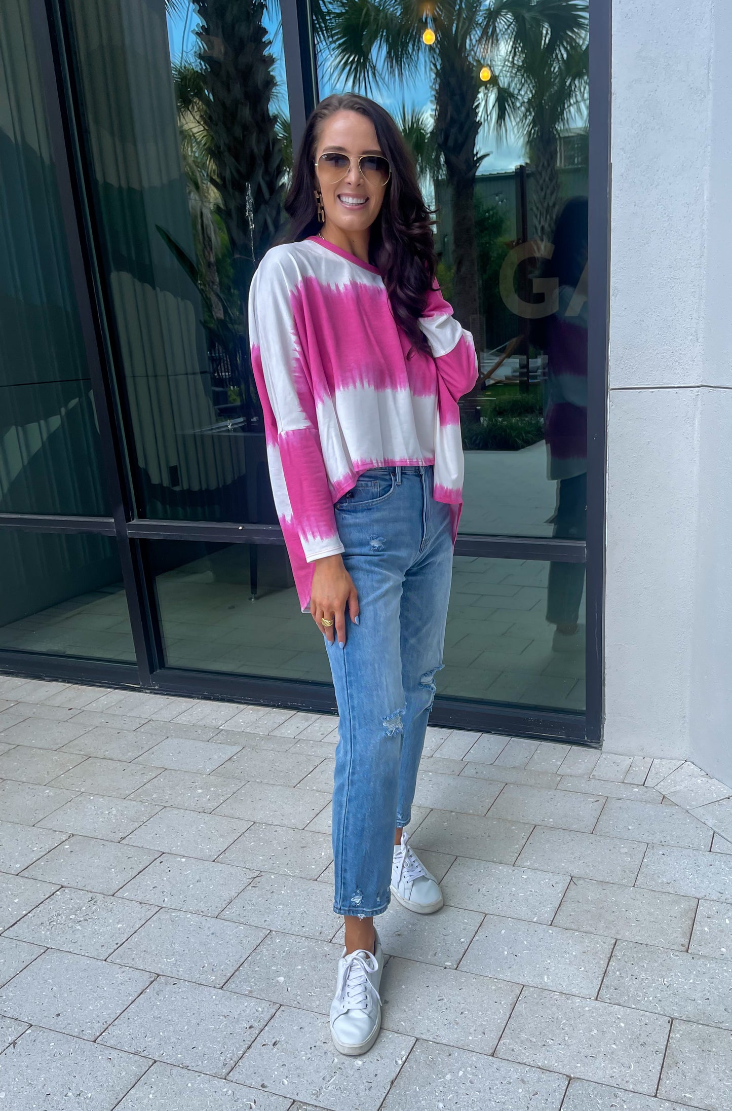 Fuchsia/White High-Low Top
