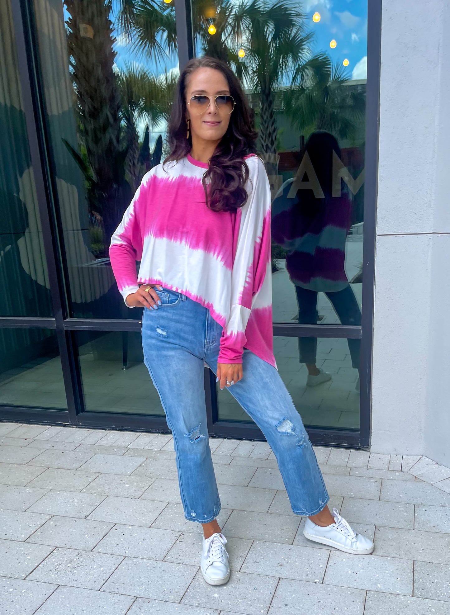 Fuchsia/White High-Low Top