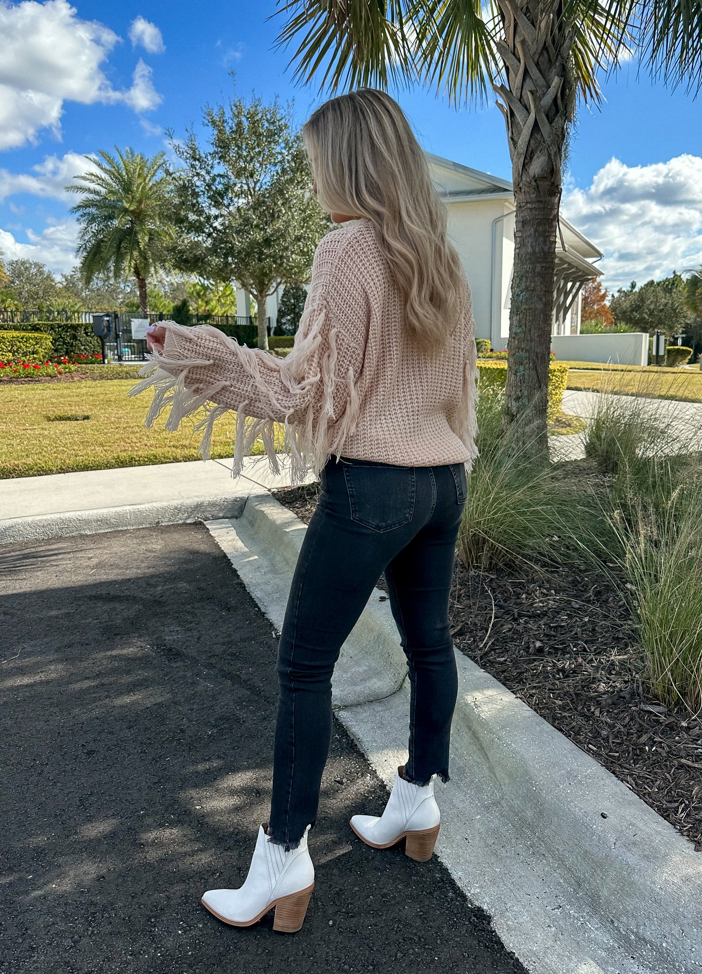 Tassel Sleeve Sweater - Stone