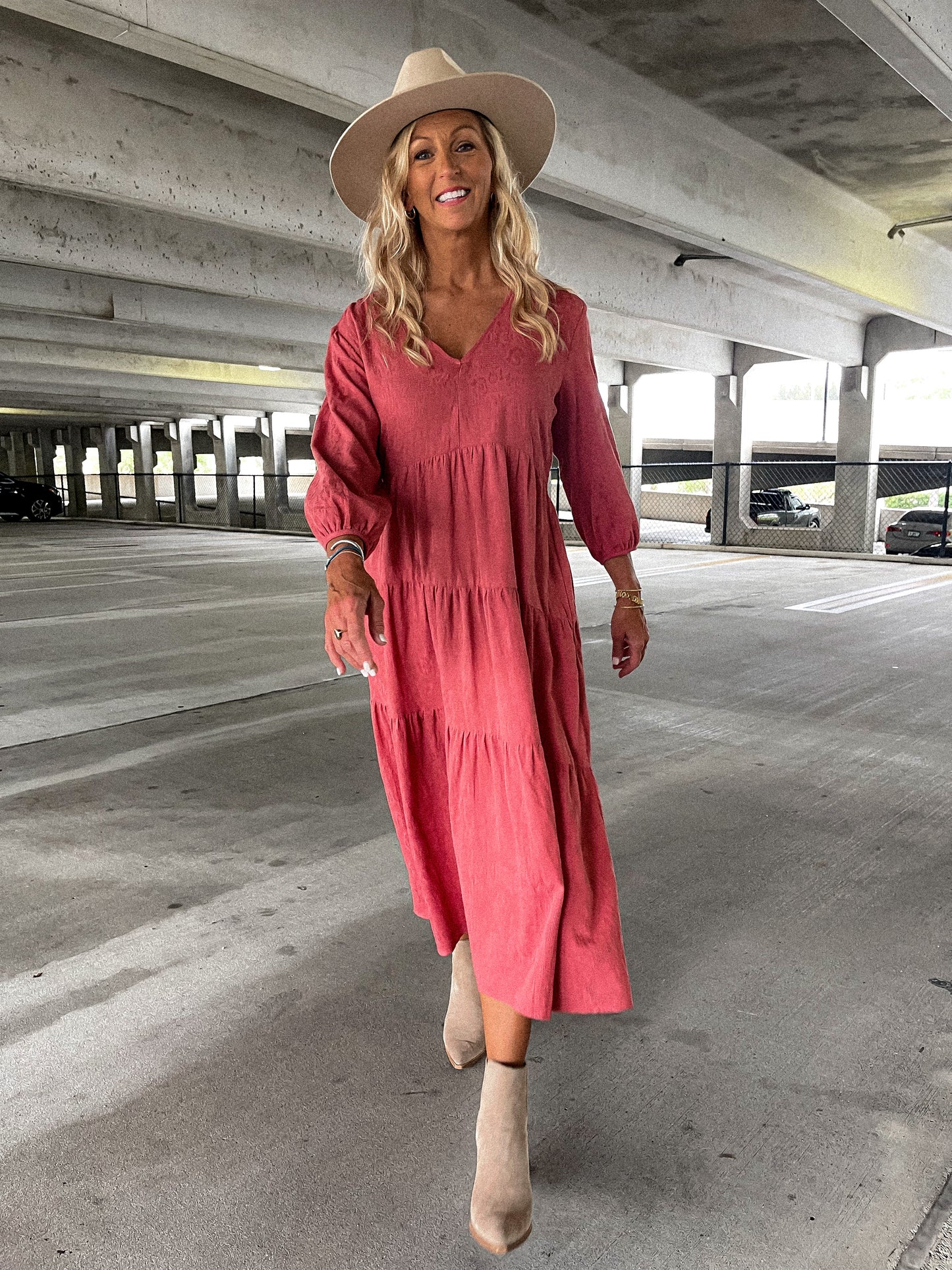 Rose Clay Midi Dress