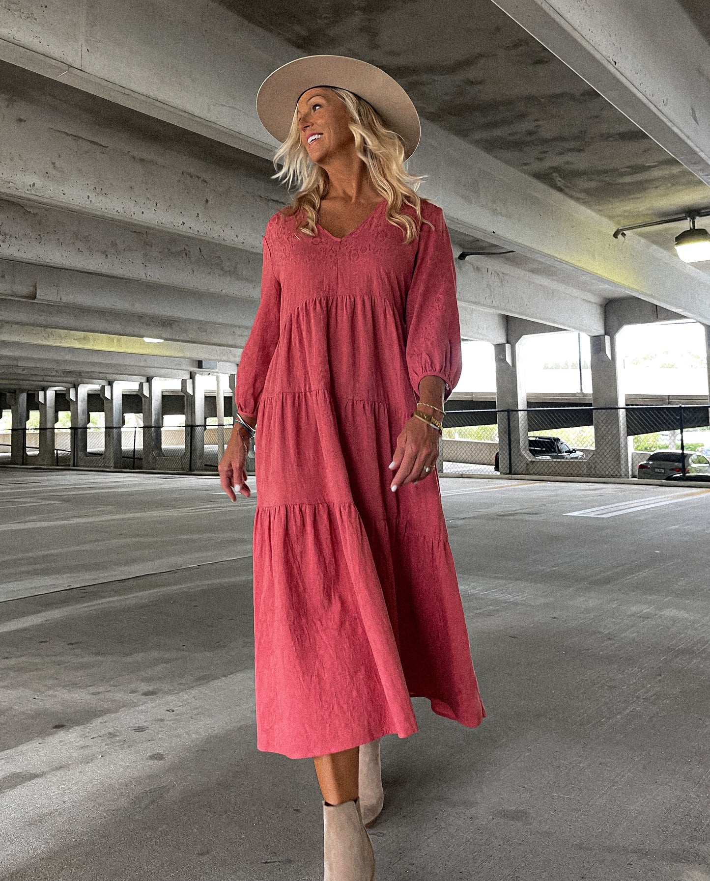 Rose Clay Midi Dress