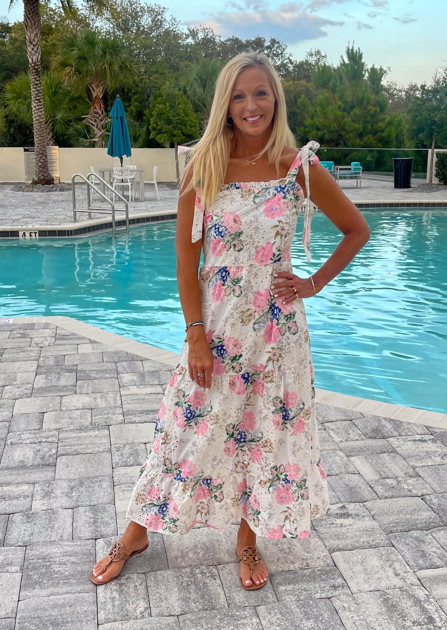 Embroidered Floral Midi Dress
