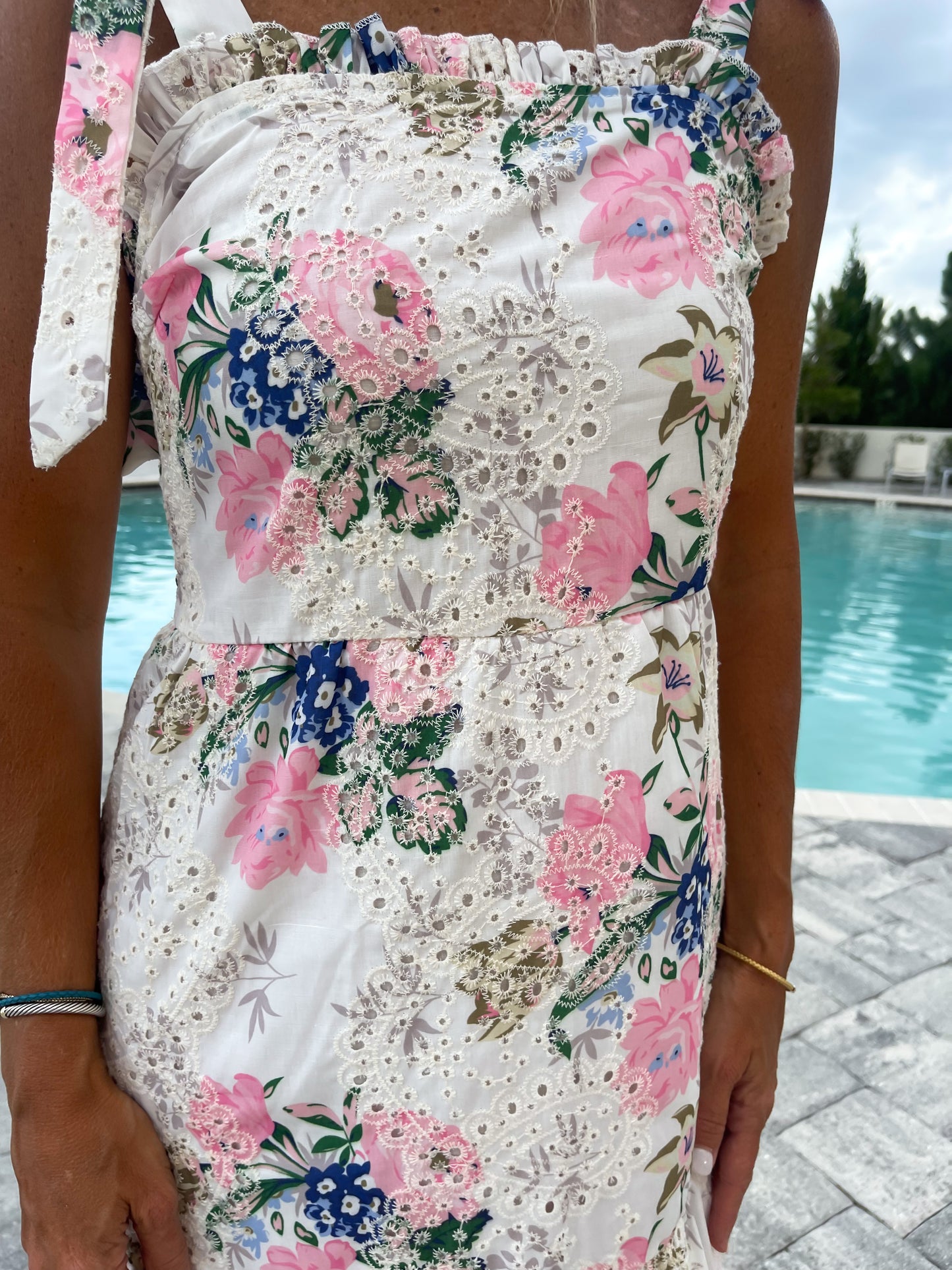 Embroidered Floral Midi Dress