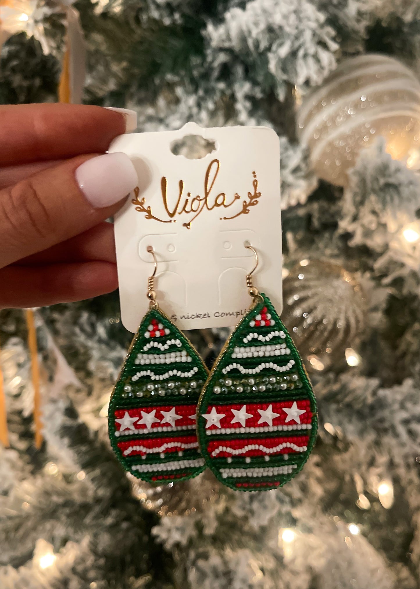 Beaded Christmas Earrings