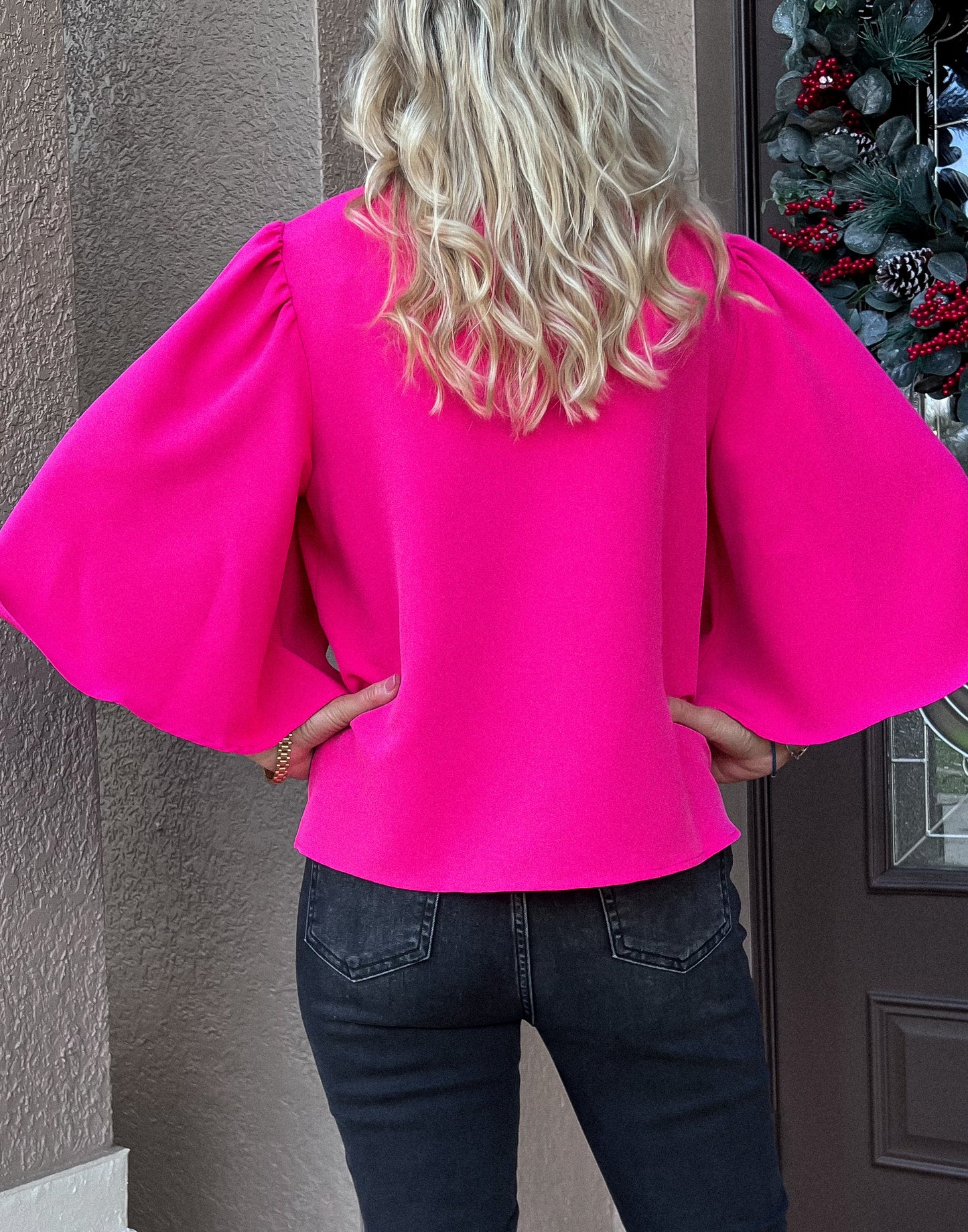 Fuchsia Flutter Sleeve Top