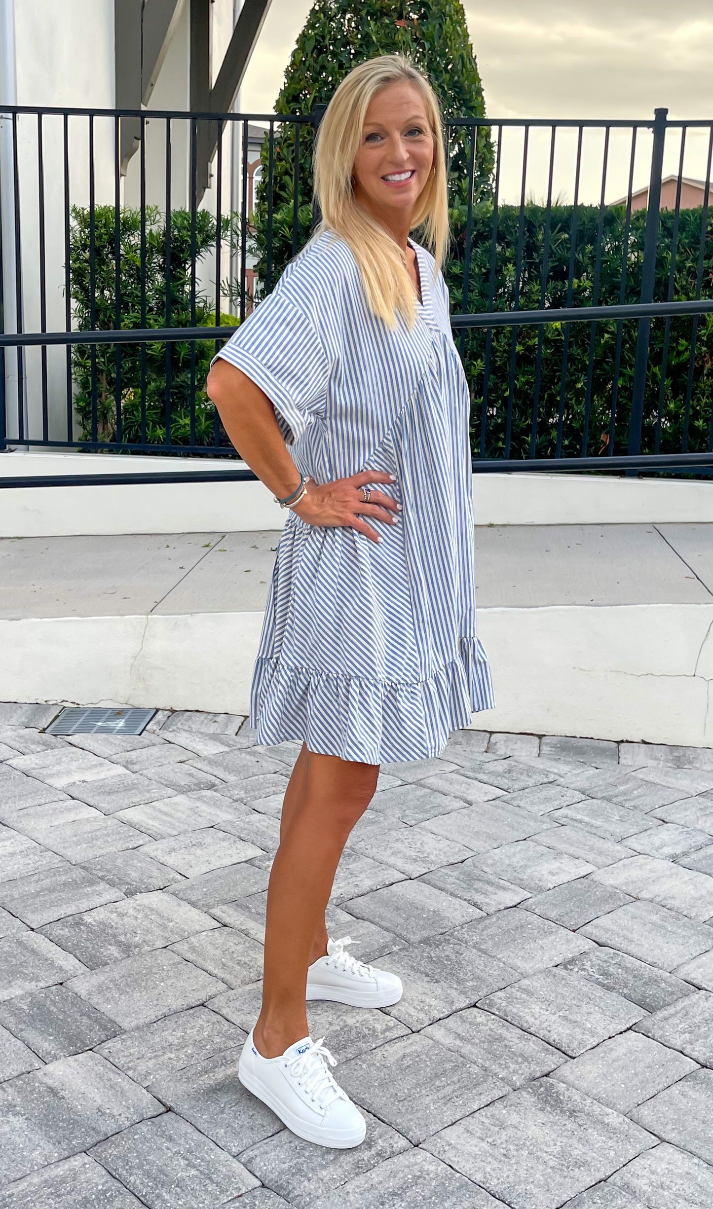 Stripe Boho Dress - Blue