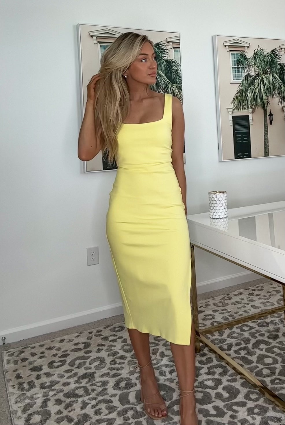 Lemon Bodycon Midi Dress