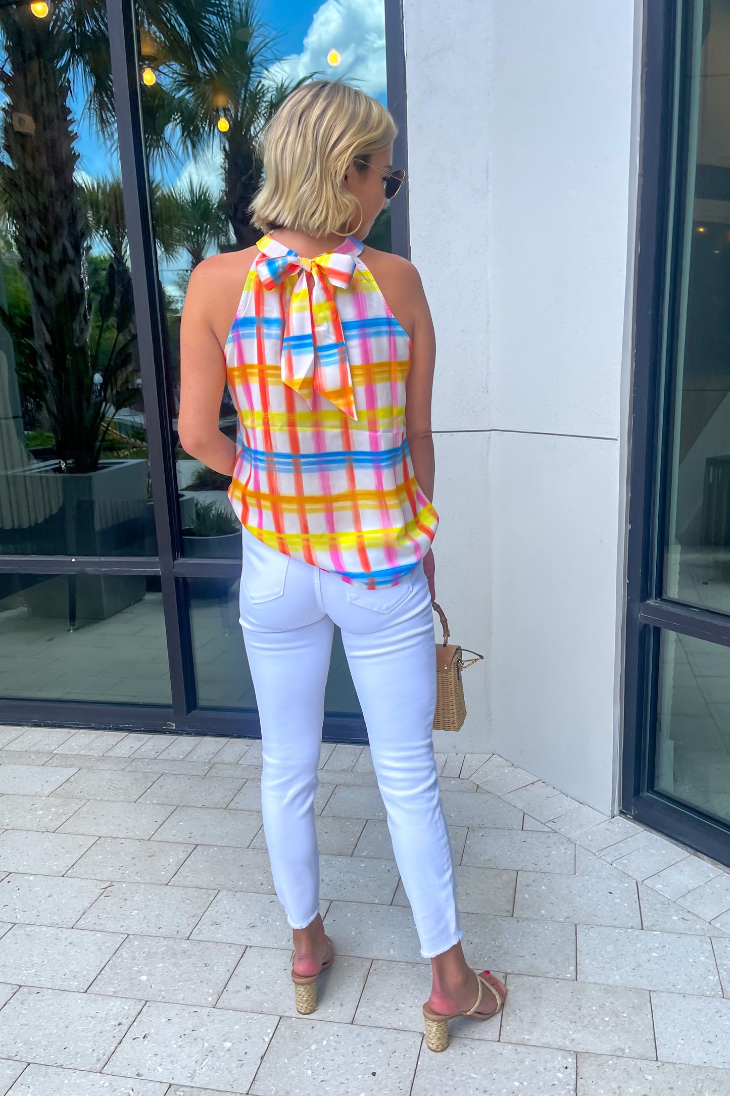 Lisa Plaid Tie-back Top