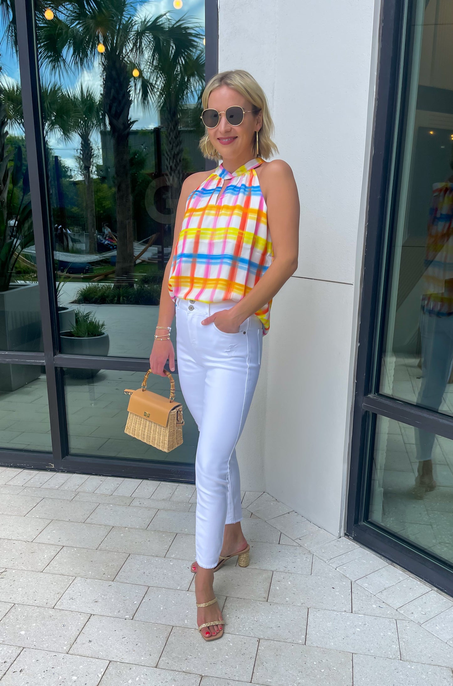 Lisa Plaid Tie-back Top
