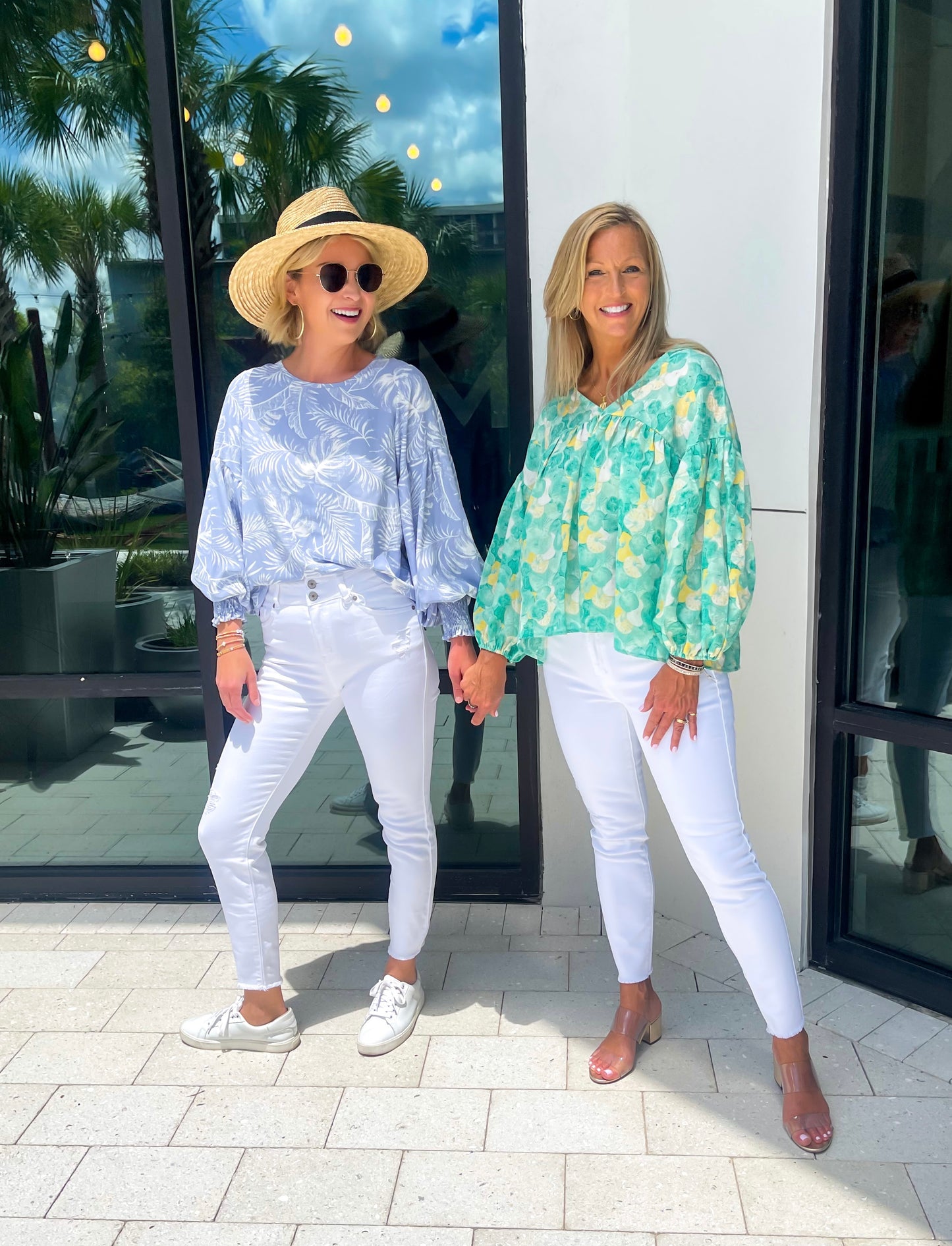 Palm Print Top - Periwinkle