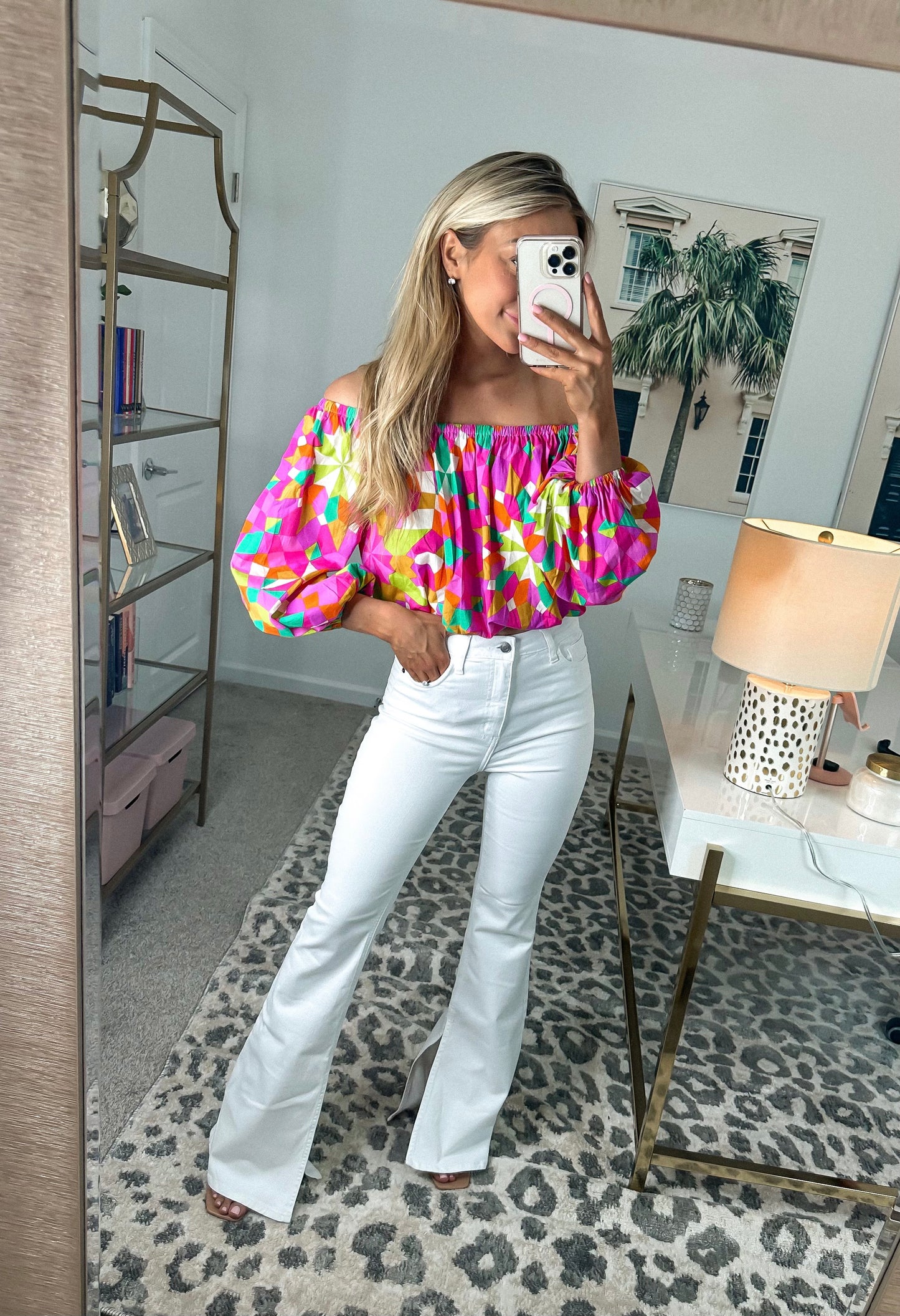 Sarasota Split Hem White Flare Jeans by CELLO