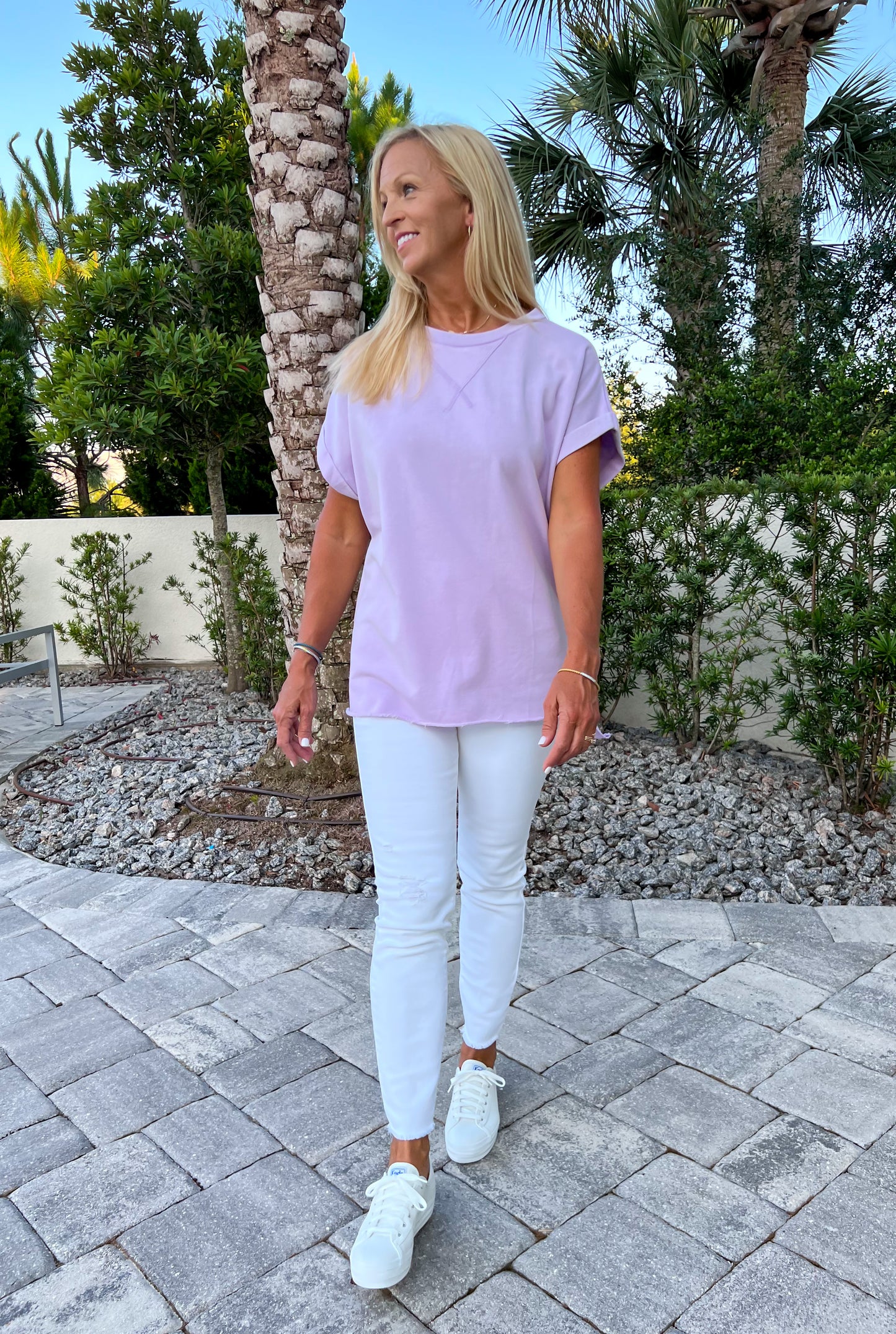 Washed Terry Knit Top - Lavender