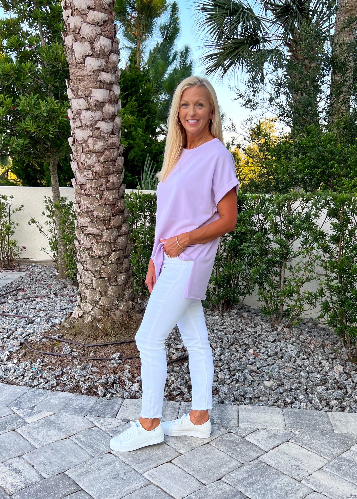Washed Terry Knit Top - Lavender