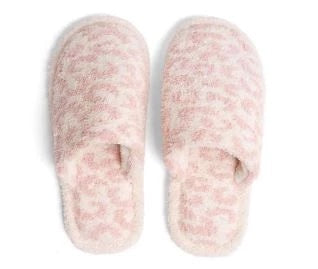Leopard Fuzzy Slippers - Pink