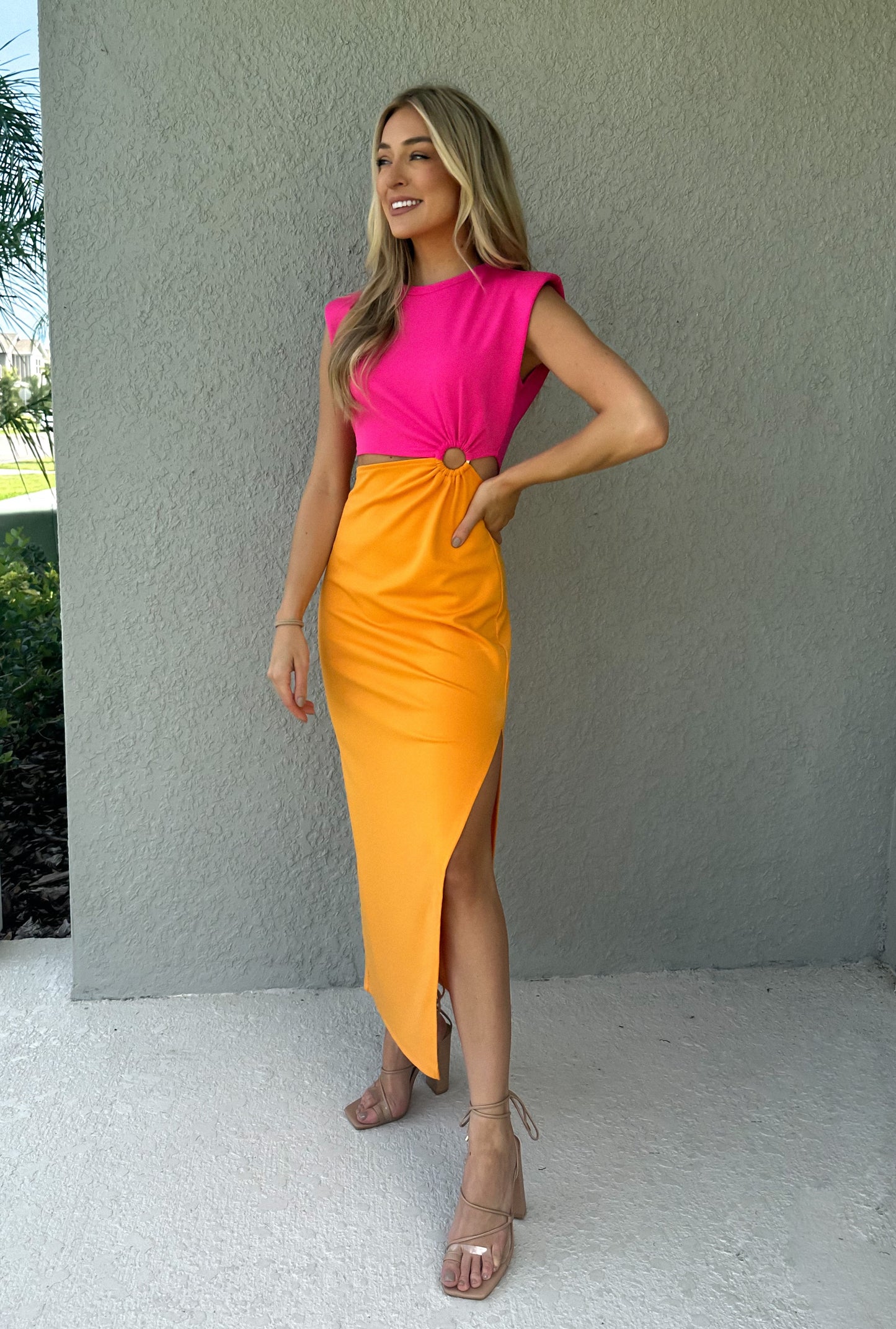 Summer Citrus Color Block Dress