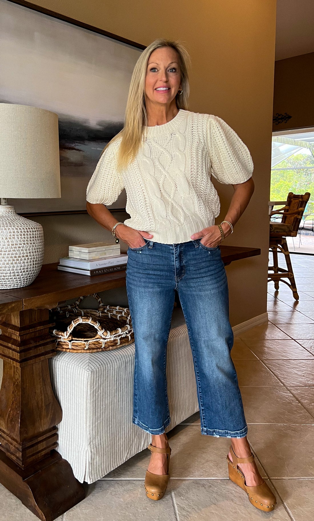 High Rise Vintage Wash Wide Leg Crop Jeans by JUDY BLUE – Cabana Blue ...