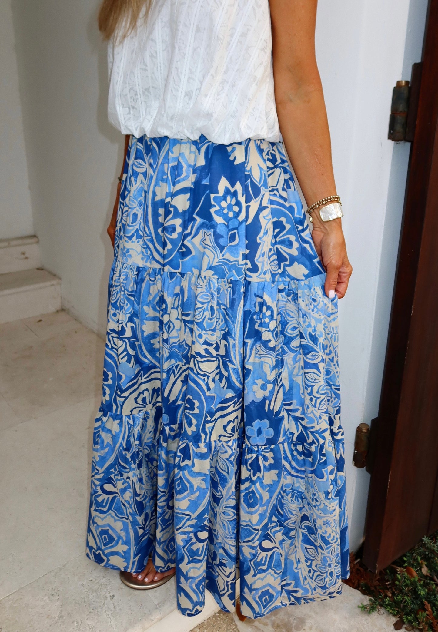 Santorini Woven Maxi Skirt
