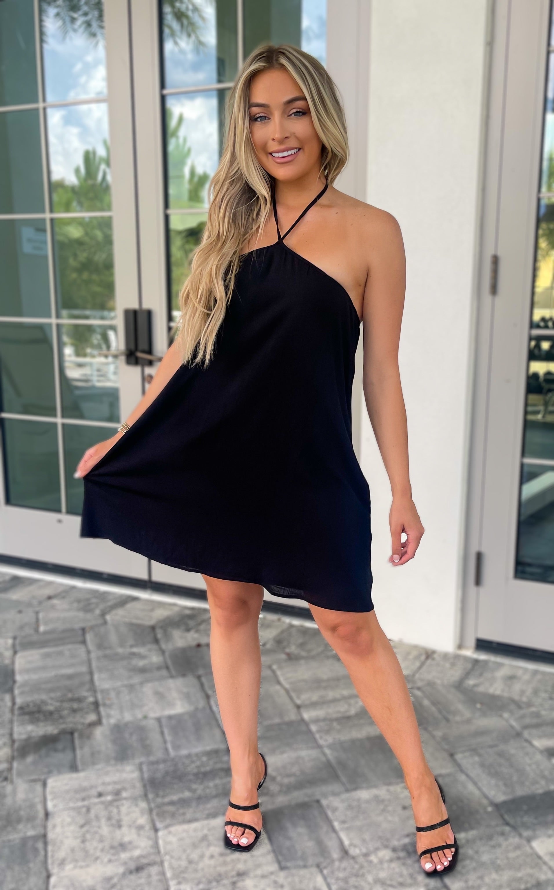 Halter Mini Dress - Black S Halter Mini Dress - Black S