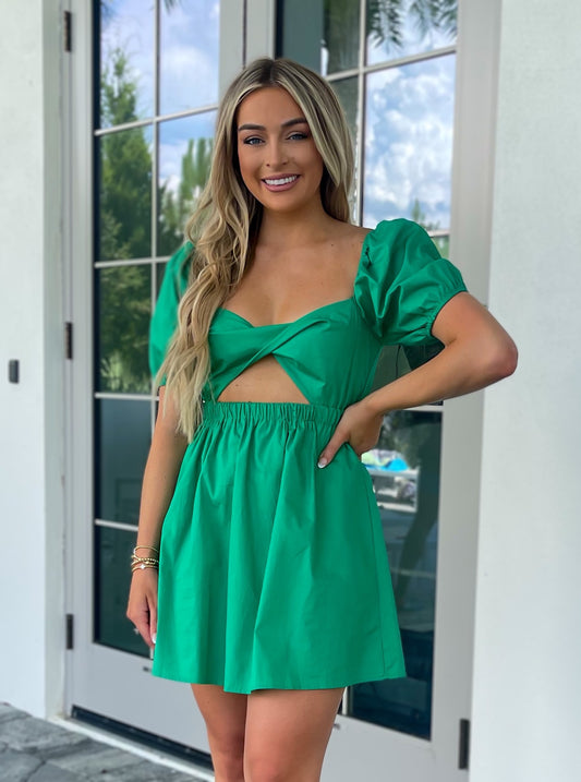 Twisted-Front Dress - Kelly Green