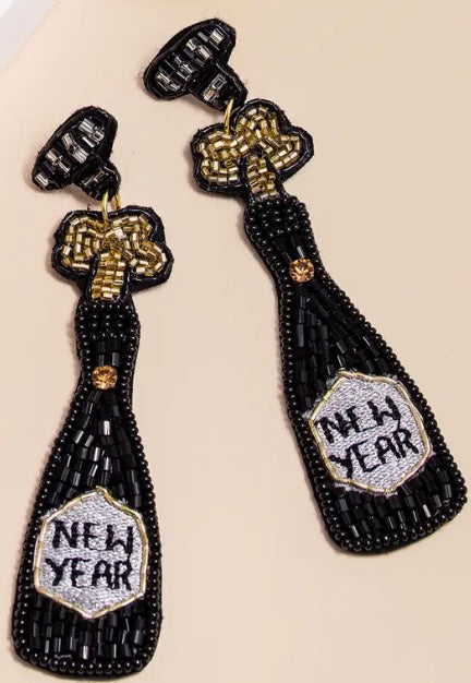 Cheers to the New Year Earrings - Black