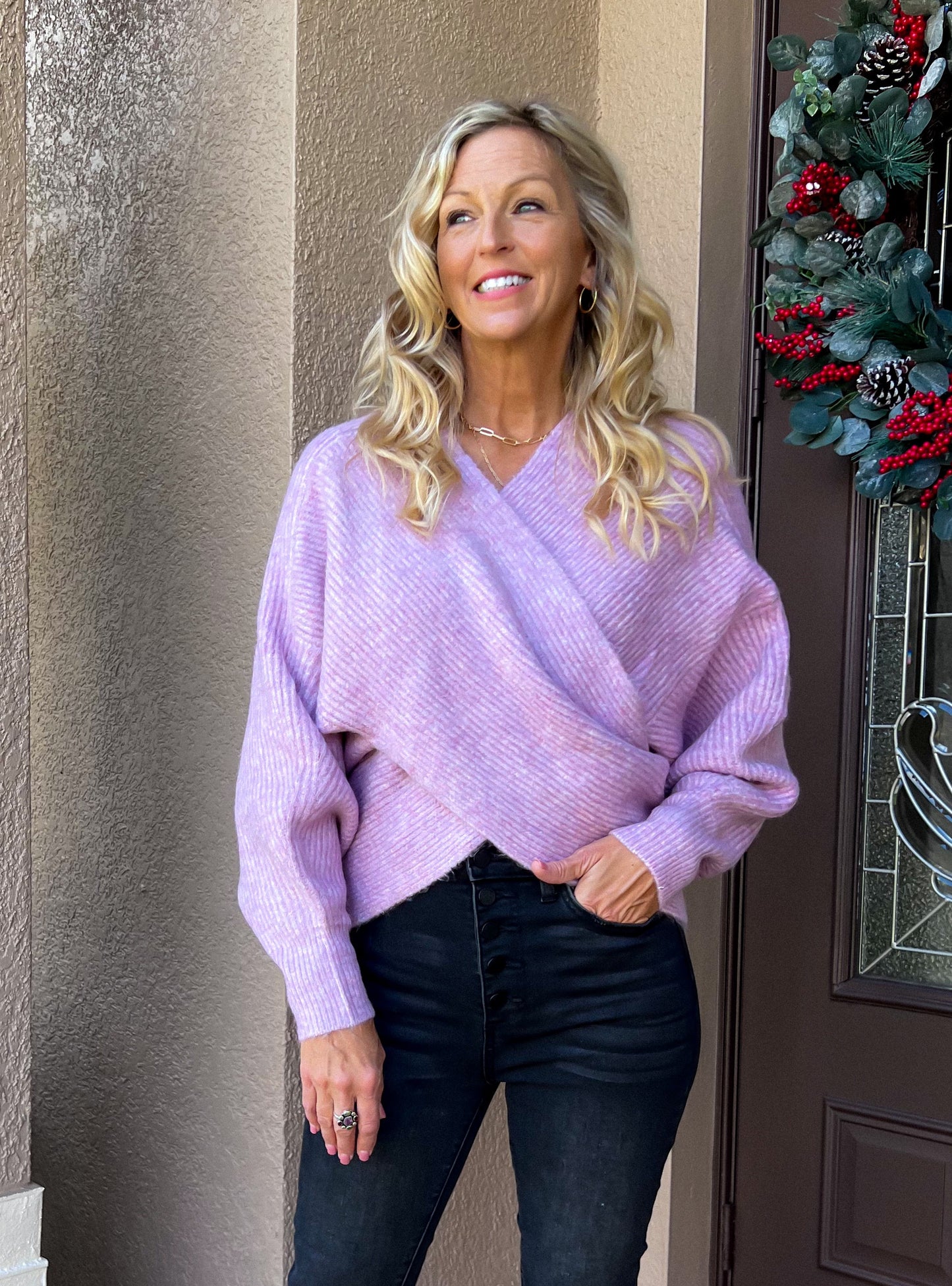 Lavender Crossover Sweater